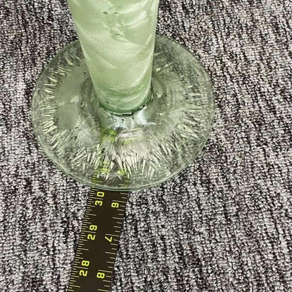 Spain Glass Trumpet Vase Large Green Textured Swirl Floral Centerpiece‎ Decor
